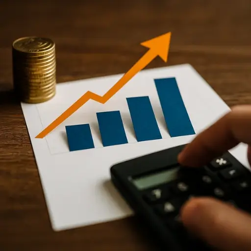 Gráfica de ingresos en aumento que representa el modelo de precios basado en resultados de Ferova Agency, donde el éxito del cliente impulsa el éxito de la agencia